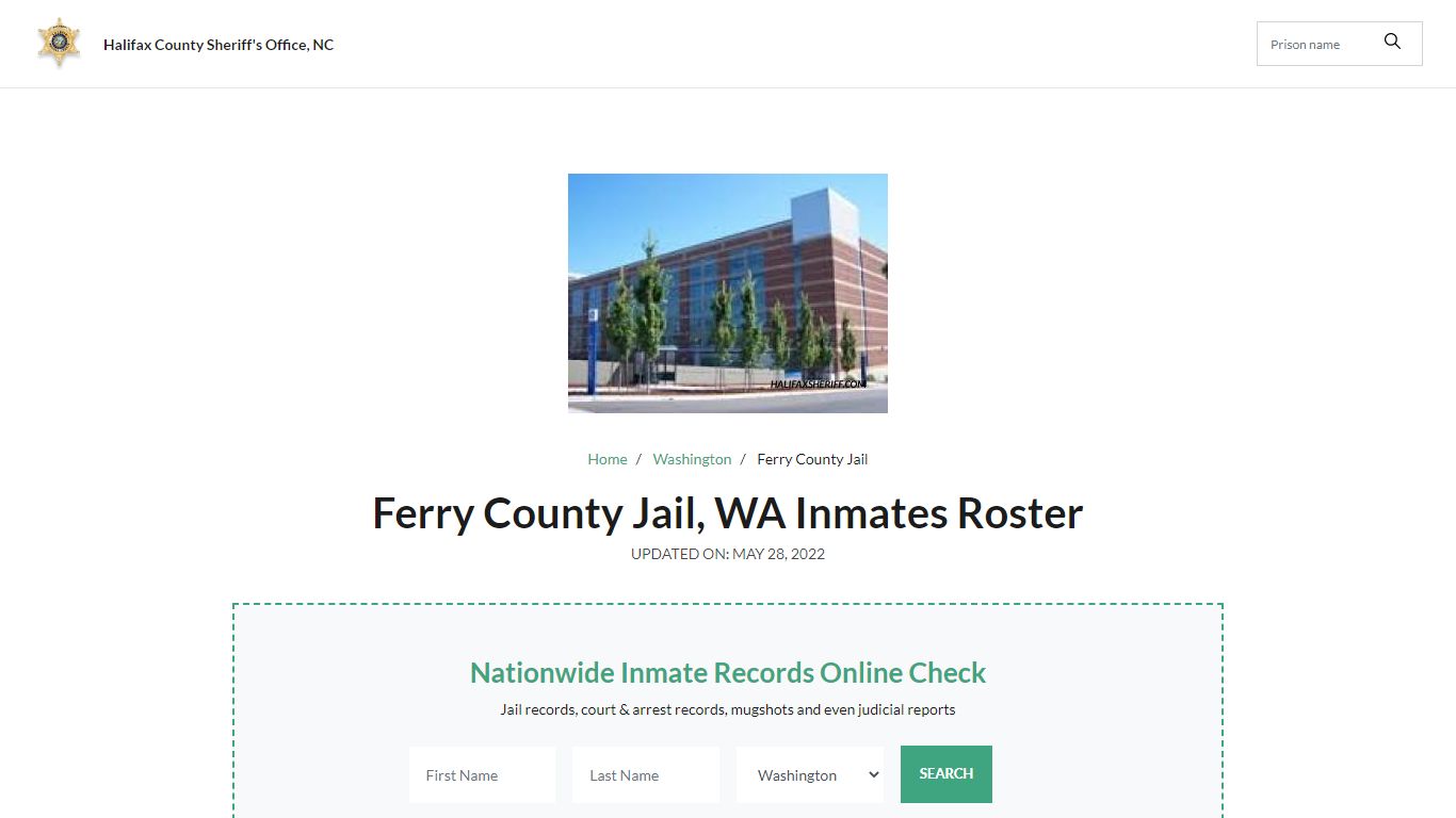 Ferry County Jail, WA Jail Roster, Name Search